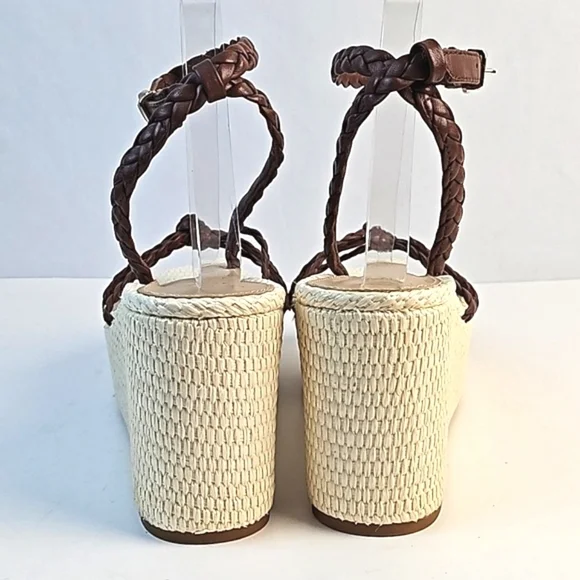 NEW Antonio Melani Lorinna Brown Braided Leather Ankle Strap Platform Sandal - Picture 8 of 16